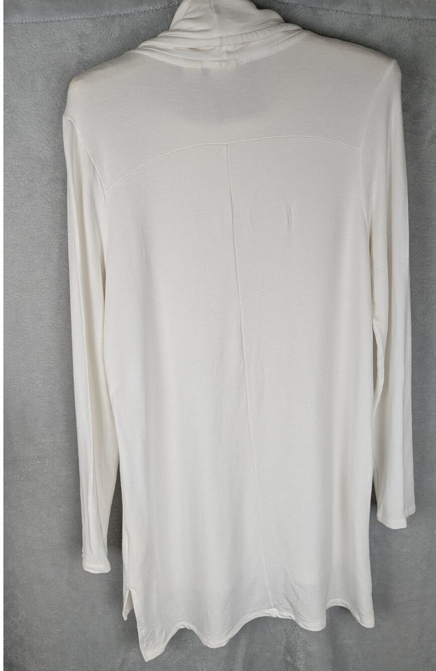 Westbound Cowl Neck Tunic Top Size M Off-White Rayon/ Span Stretch Hi-lo hem EUC